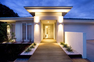 a house with lights