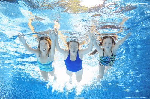 The girls are swimming