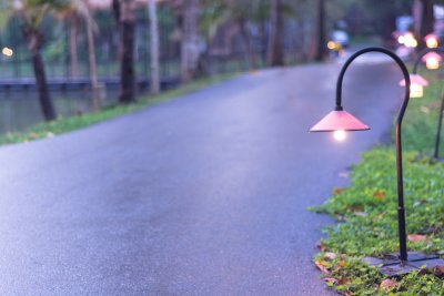 a road and street light