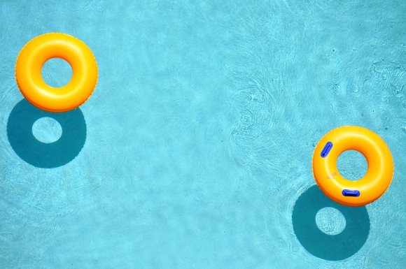 tubes are floating on the pool