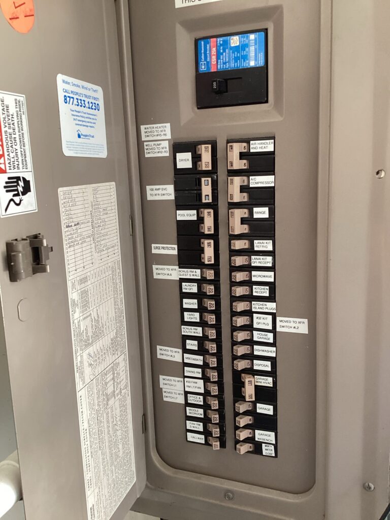 Circuit Panel upgrade at customer's home in Clearwater, FL