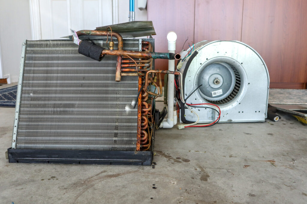 AC evaporator coil and blower replacement in Clearwater home.