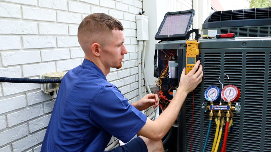 AC repair service at a customer's home in Clearwater.
