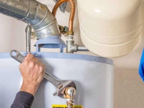 Working on a water heater